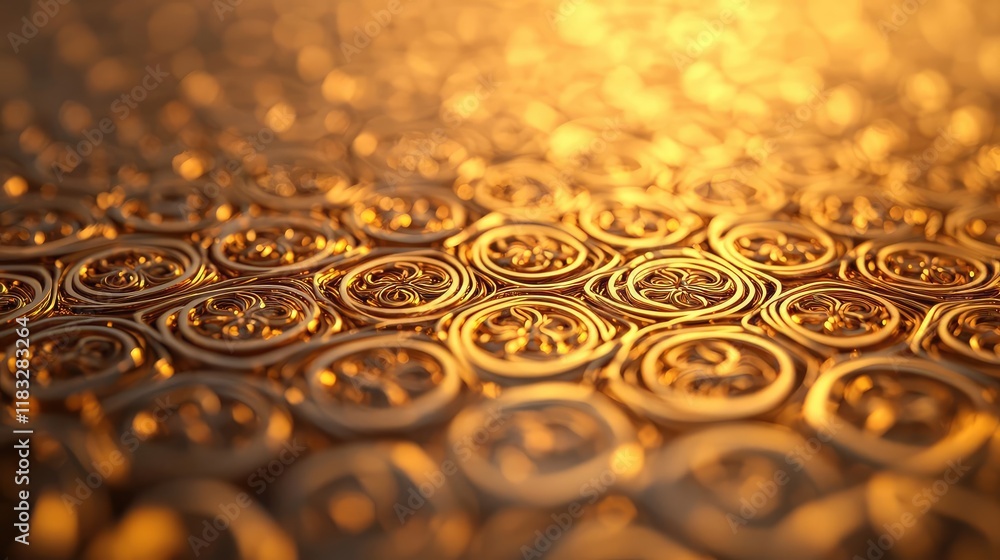 Poster Gold abstract background concept. Intricate golden pattern with unique textures and mesmerizing designs under warm light.