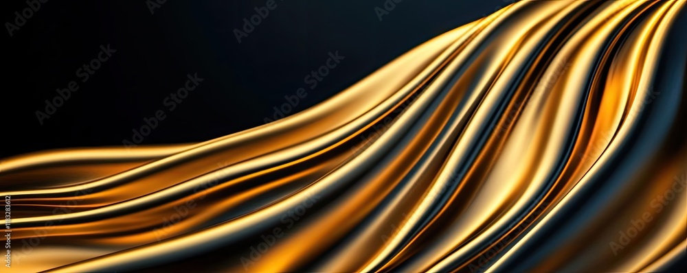 Poster gold abstract background concept. elegant golden fabric waves gracefully flowing in an abstract styl