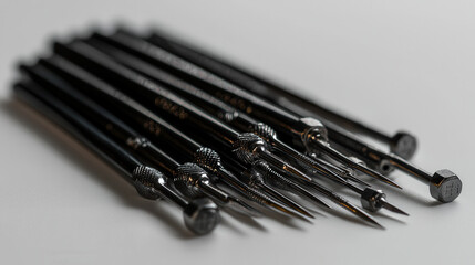 Precision tools arranged in fan shape, showcasing their sleek design and functionality. Ideal for various tasks