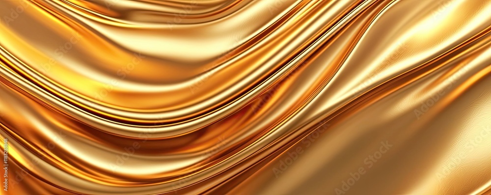 Poster gold abstract background concept. golden satin fabric with smooth waves creating a luxurious and ele