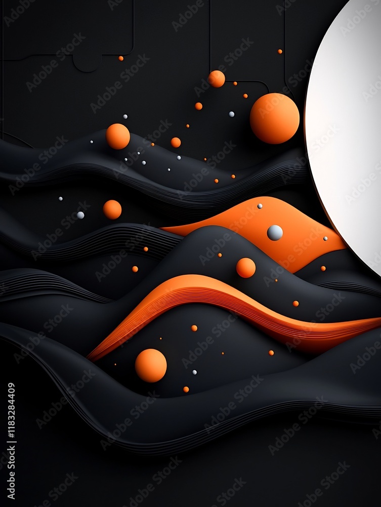 Poster mesmerizing digital artwork featuring a shadowy black foundation with a captivating arrangement of p
