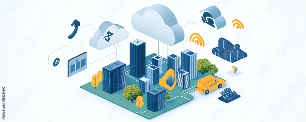 Poster Visualize a techforward business concept with global cloud computing, ecoconscious data centers, and resilient backup mechanisms