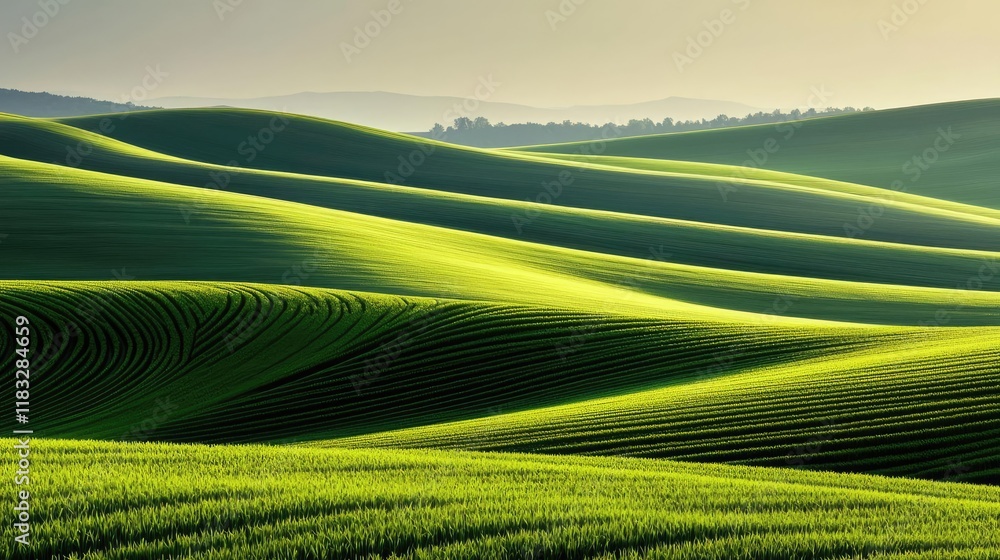 Aufkleber scenery abstract background idea. breathtaking green hills creating a serene and peaceful natural la