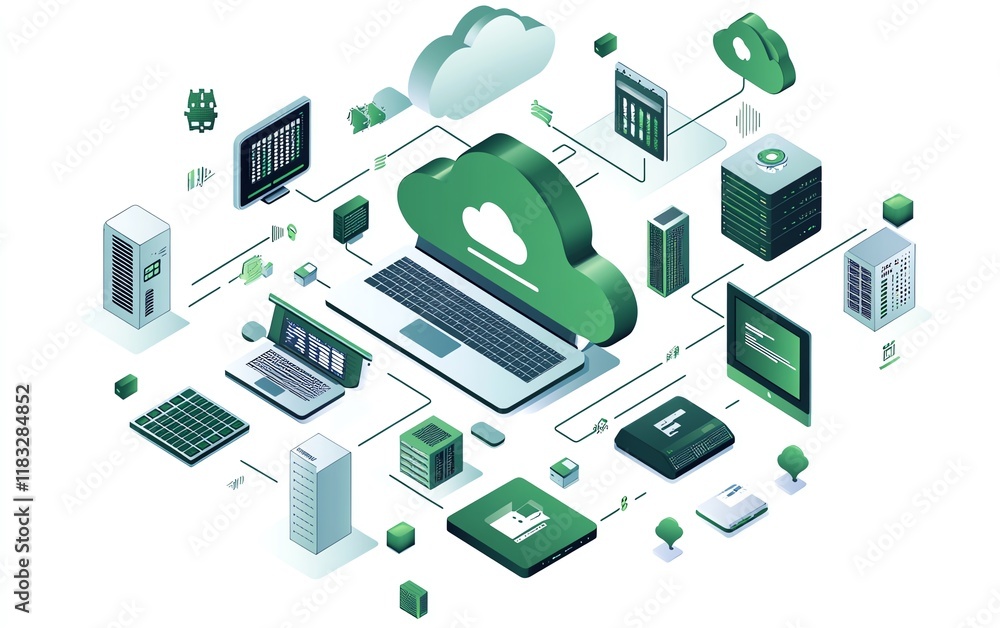 Poster Create a green energypowered data network with advanced cloud storage, seamless data transmission, and environmental conservation at its core