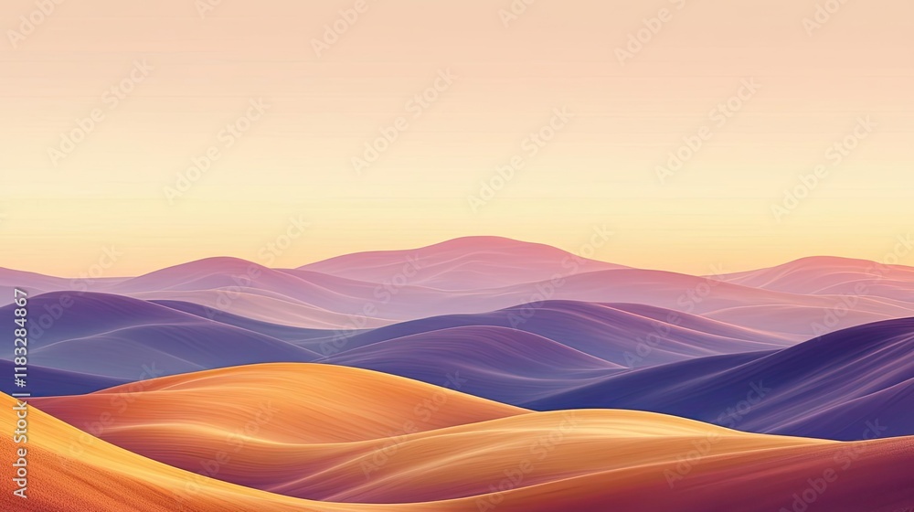 Poster scenery abstract background idea. stunning abstract landscape of soft, rolling hills at sunset with 