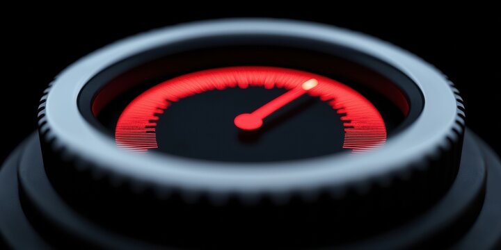 A close-up of a gauge with a red needle, displaying a measurement against a black background, suggesting precision and attention to detail.