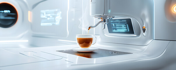 Innovative specialty coffee bean brewing process modern  digital art sleek environment close-up view contemporary concept