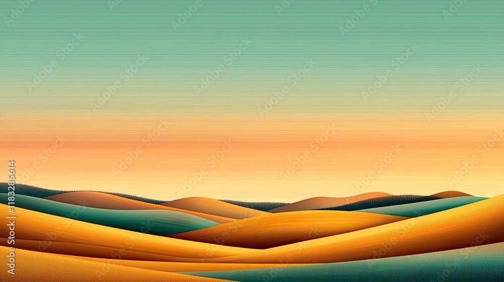 Aufkleber scenery abstract background idea. abstract view of layered hills with vibrant colors under a serene 