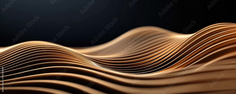 Leinwandbilder Gold abstract background concept. Abstract wave patterns create a smooth and flowing visual texture with warm tones.