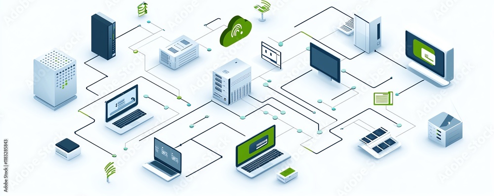 Leinwandbilder generate a hightech business environment with interconnected cloud systems, sustainable networking e