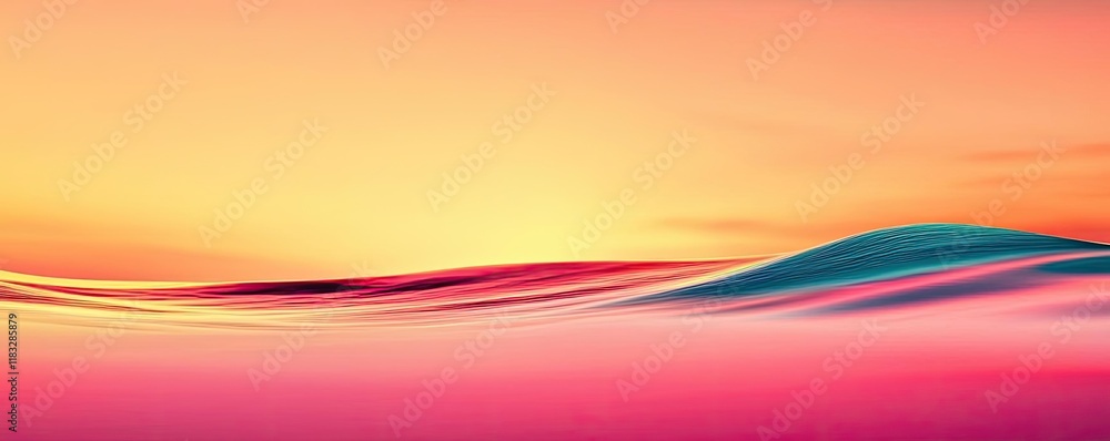 Poster scenery abstract background idea. vibrant sunset over rolling waves creates a serene and colorful la