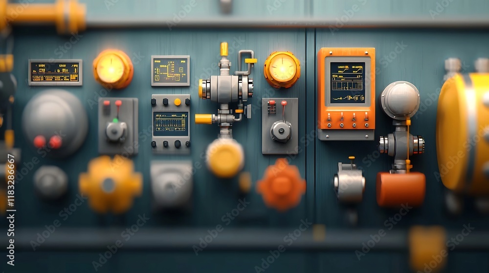 Poster technicians monitoring offshore liquefied natural gas terminal control systems with advanced high te