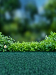 Vibrant Green Landscape Photo Mockup: Lush Foliage Background. AI Generated