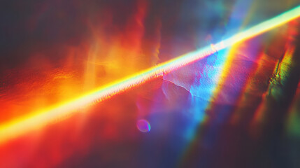 Vibrant prismatic light leaks with rainbow bokeh effect