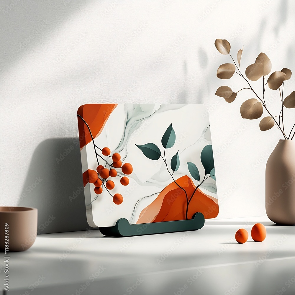 Poster mesmerizing marble effect display surface exhibiting a captivating abstract pattern of undulating cu