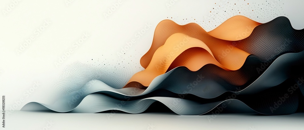 Poster dreamlike abstract background featuring soft pastel dots and flowing wave shaped lines evoking a min