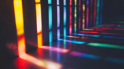 Colorful light patterns on dark surface create vibrant scene