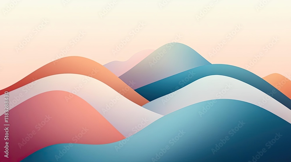 Poster scenery abstract background idea. abstract wavy landscape featuring vibrant pastel colors and smooth