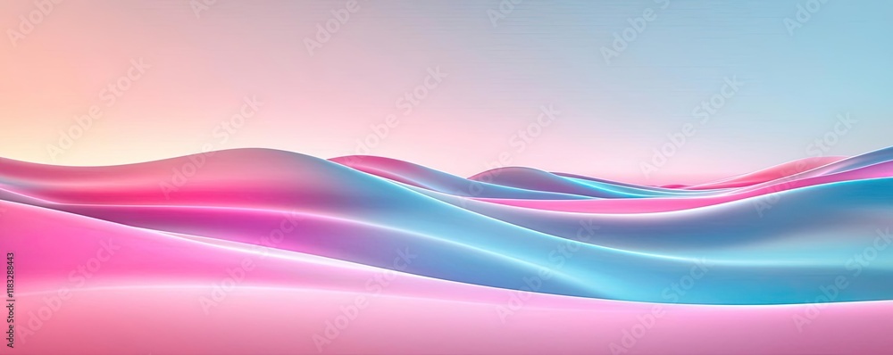 Poster Scenery abstract background idea. Abstract waves in pink and blue tones, creating a soothing and serene visual effect.