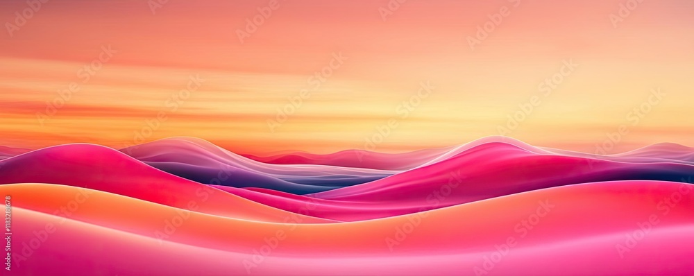 Poster Scenery abstract background idea. Vibrant abstract landscape with colorful flowing shapes and soft gradients at dusk.