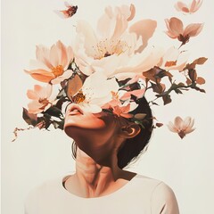 Floral Portrait of a Woman: A Dreamy and Surreal Artwork