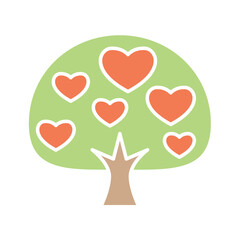 Tree of heart icon in flat color style