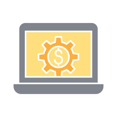 Online investment icon in flat color style