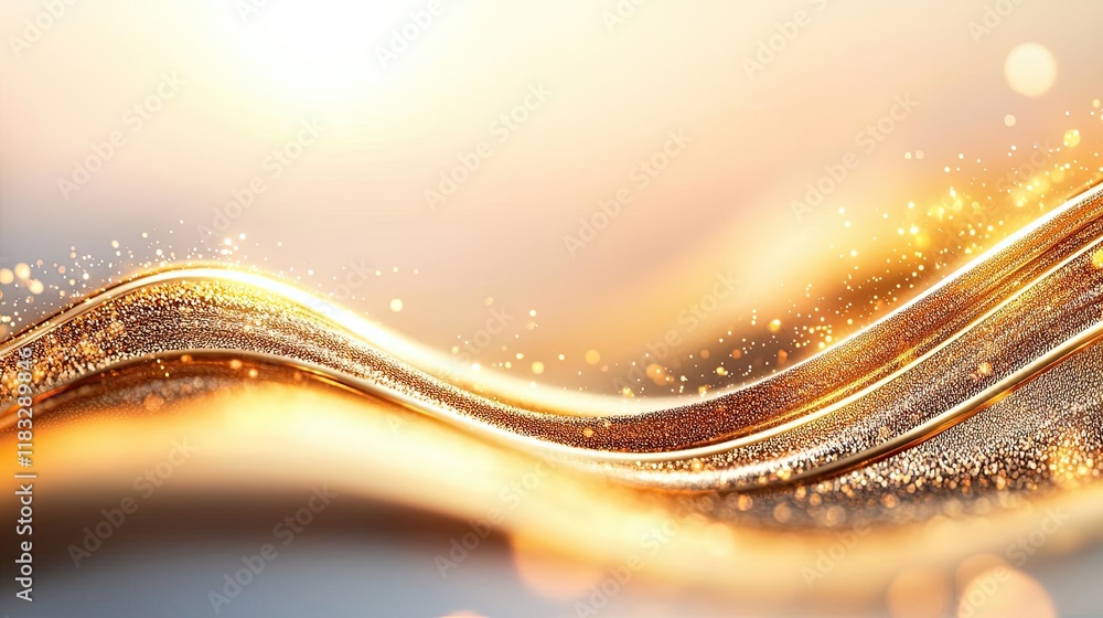 Poster Gold abstract background concept. Abstract golden wave pattern with shimmering light and sparkles for elegant designs.