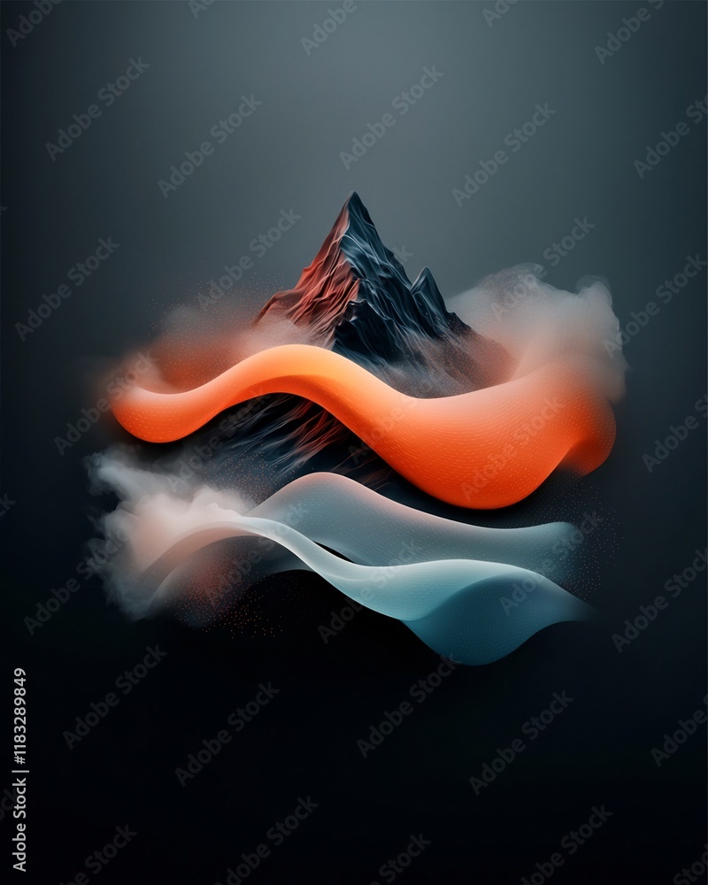 Poster captivating digital artwork featuring a dark brooding backdrop with a hypnotic overlay of pastel dot