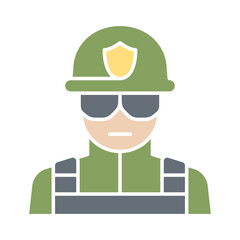 Soldier icon in flat color style