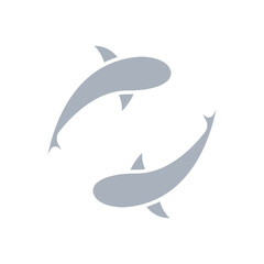 Shark icon in flat color style