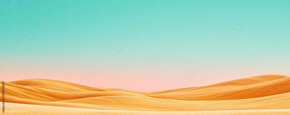 Poster scenery abstract background idea. vast desert landscape with soft dunes under a serene blue sky.