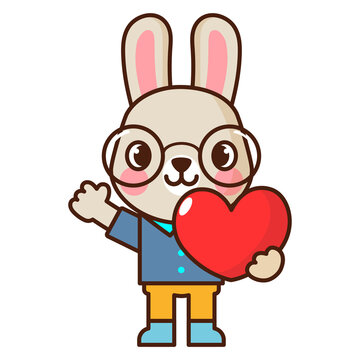 recommend clip art: Valentines Day With Cute Rabbit, Cartoon cute rabbits in love, Cute Rabbit Holding a Heart