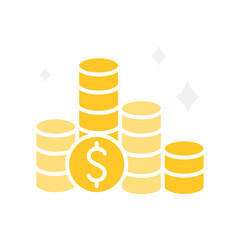 Money icon in flat color style