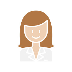 business woman icon in flat color style