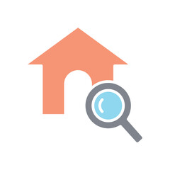Real estate icon in flat color style