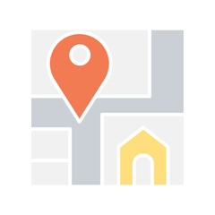 Pin, Location icon in flat color style