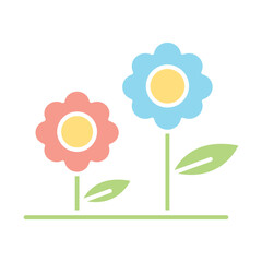 Flowers garden icon in flat color style