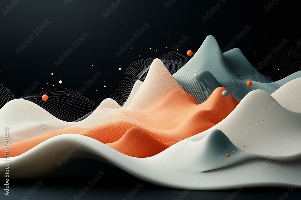 Poster a captivating digital depicting a surreal mountainous landscape with a mesmerizing display of pastel