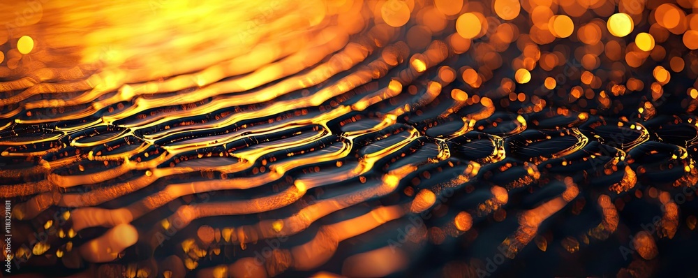 Poster gold abstract background concept. captivating close-up of shimmering water patterns reflecting warm,