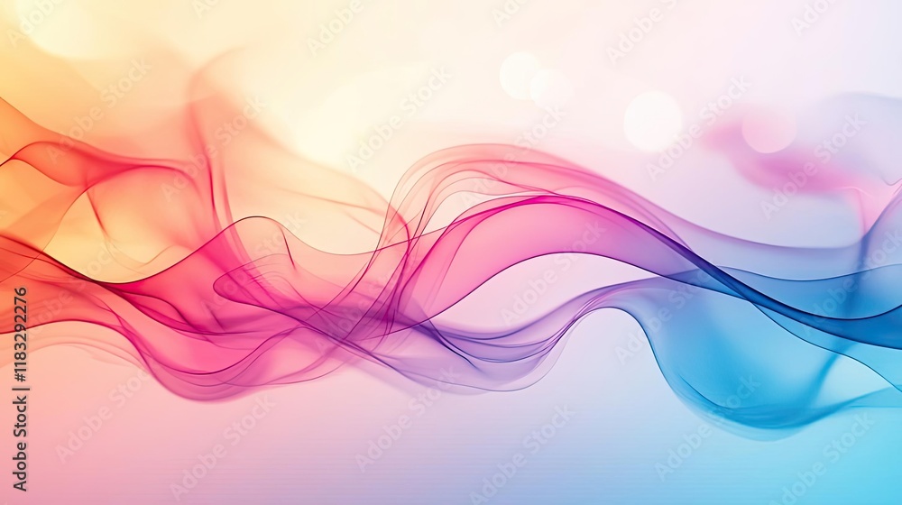 Poster Scenery abstract background idea. Colorful abstract waves blend seamlessly, creating a vibrant and dynamic visual effect.