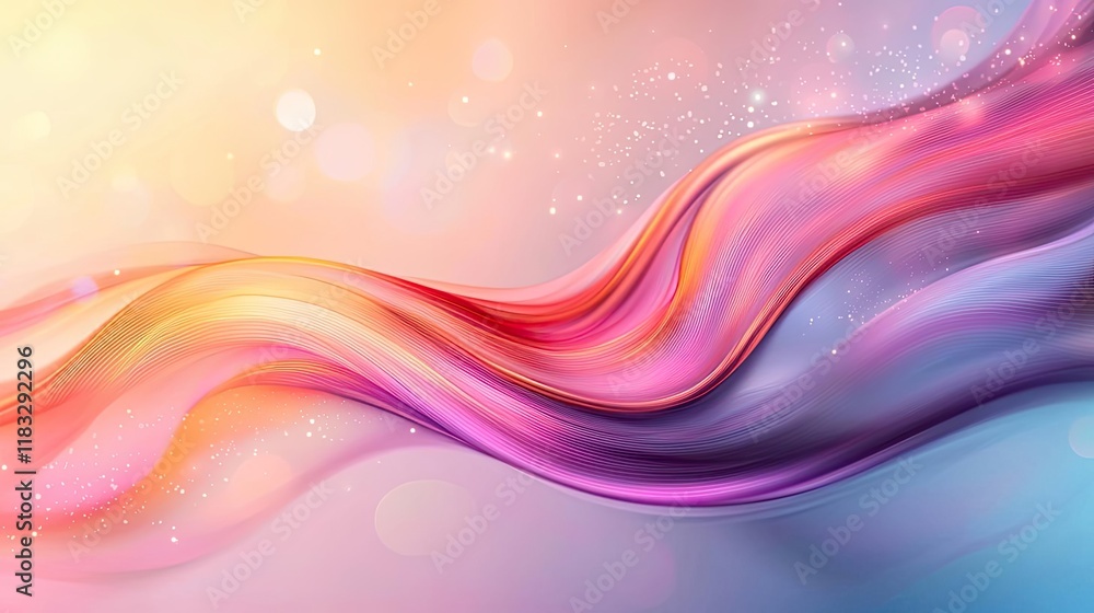 Poster Scenery abstract background idea. Abstract colorful wave background with sparkles and soft gradients for creative designs.