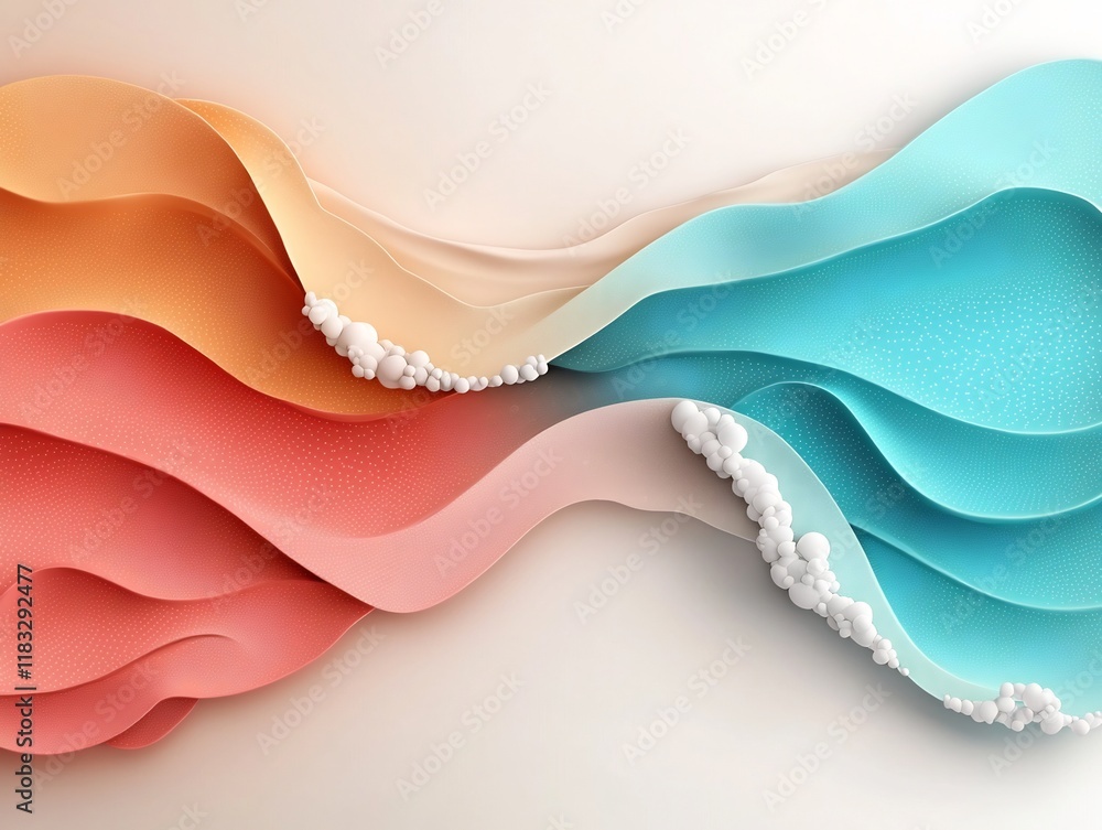 Aufkleber serene pastel waves and mesmerizing dot and line designs in a 3d digital painting depicting a tranqu