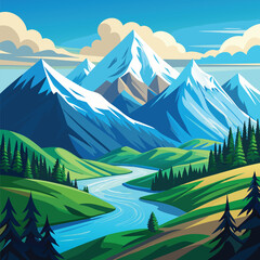 Green hills and a flowing river