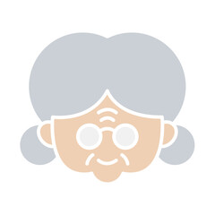 Elderly woman icon in flat color style