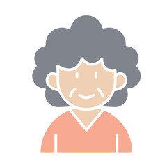Elderly woman icon in flat color style