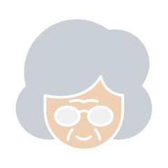 Elderly woman icon in flat color style