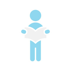 Reading icon in flat color style