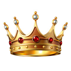 Golden crown isolated on transparent background.