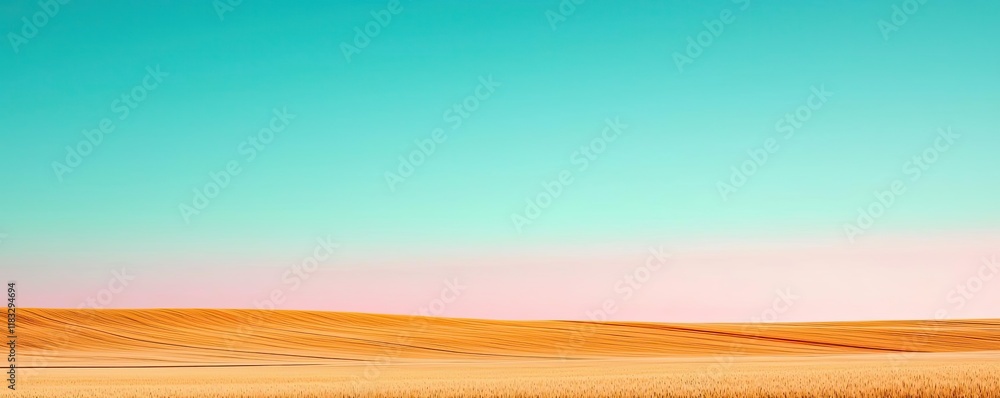 Poster scenery abstract background idea. vast sandy landscape under a clear turquoise sky, evoking serenity